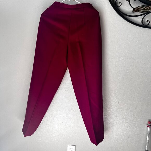 Jaeger Womens High-Waisted Pleated 100% pure Wool Trousers XS Fuchsia Pink 80's - Picture 3 of 13